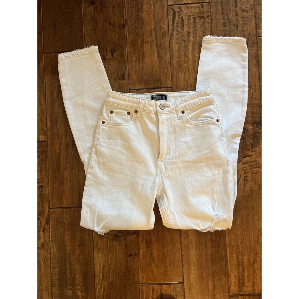 New Abercrombie & Fitch Simone White High-Rise Jeans Pants Stretch Size 00 24 - Picture 11 of 12
